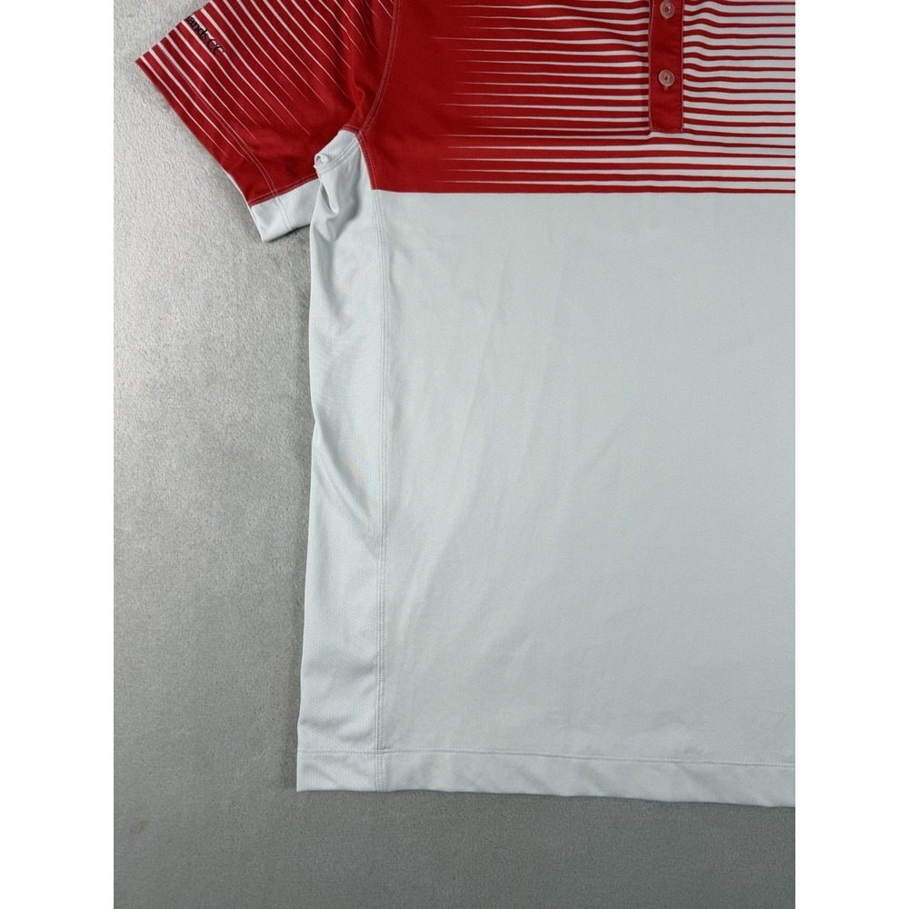 Nike Golf Dri Fit Polo Shirt Mens Medium Red‎ White Stripe Tour Performance - Picture 7 of 16